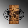 Wallity World Map 4-M Escultura de Pared en Nogal y Negro